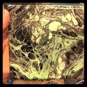 Mint green fluid aft painting